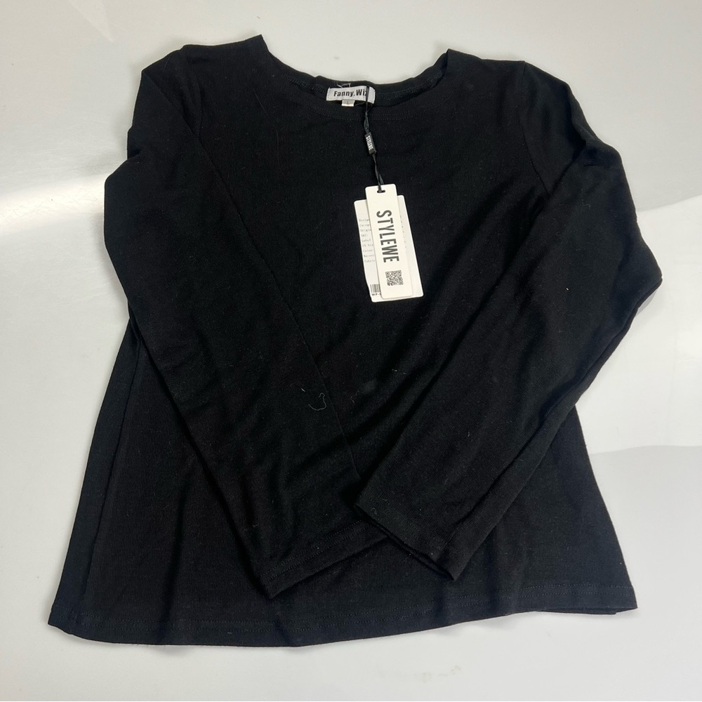 Fanny Wiz women’s black long sleeve shirt L L7-17